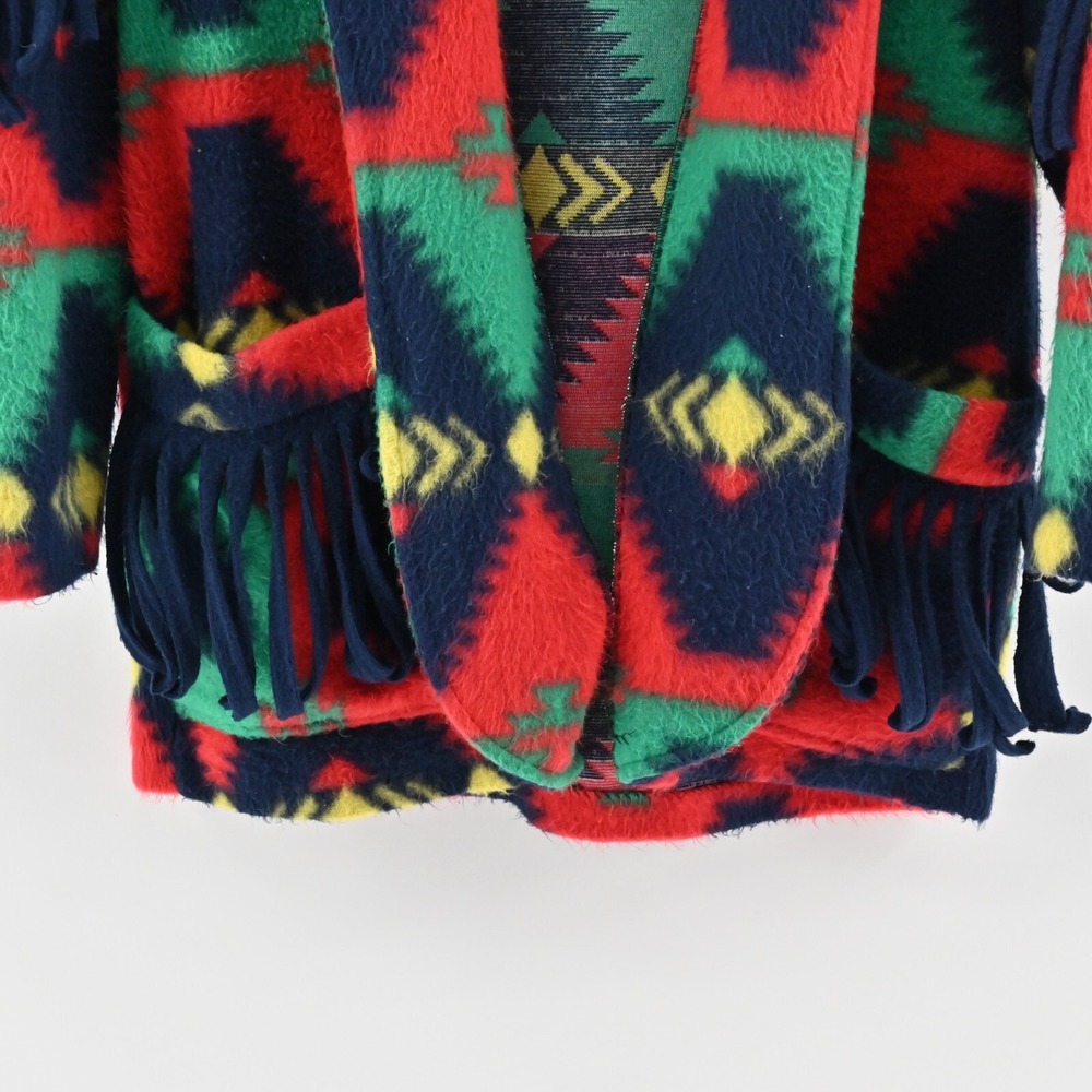Vtg WESTBOURNE Jacket Womens Size‎ XXL Southwestern Print Fleece Fringe Coatigan - Picture 3 of 12